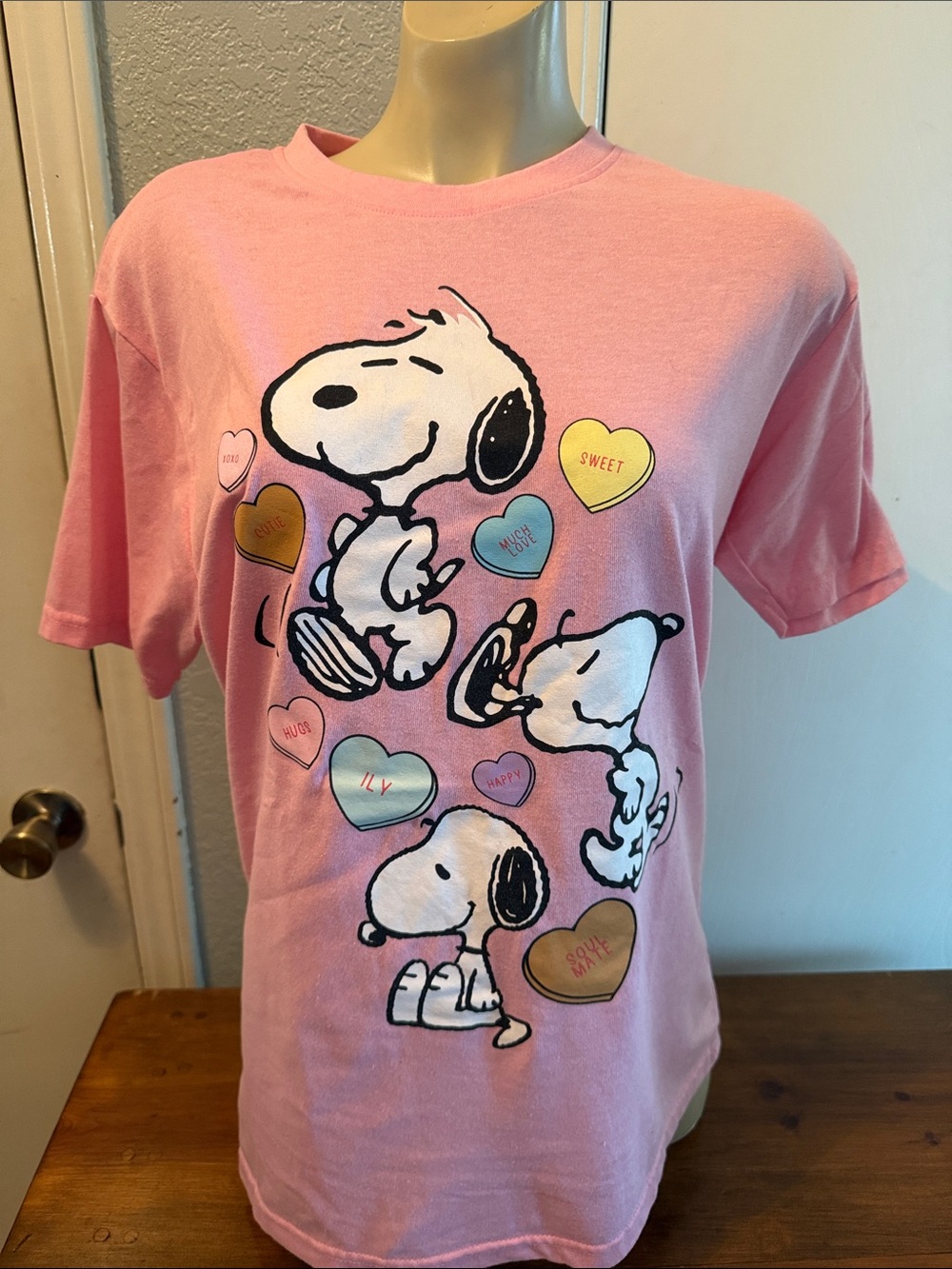 Peanuts Pink Short Sleeve Snoopy Candy Heart Tee